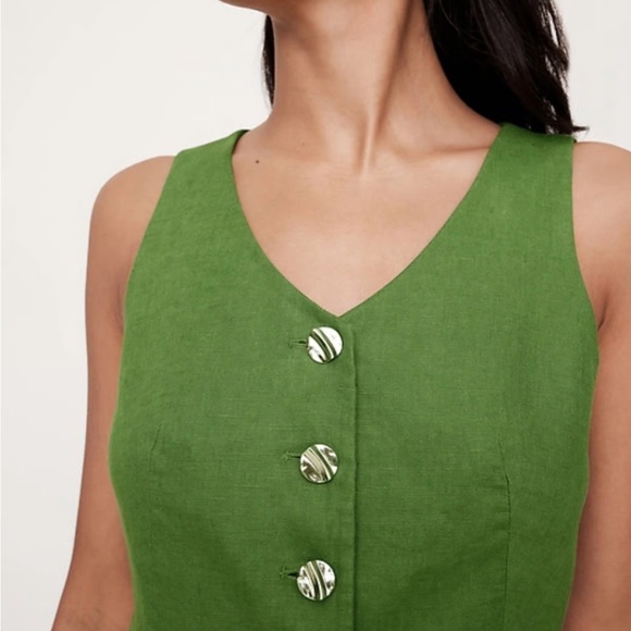 Banana Republic Linen Button-Front Vest, Size 4 - Picture 5 of 11